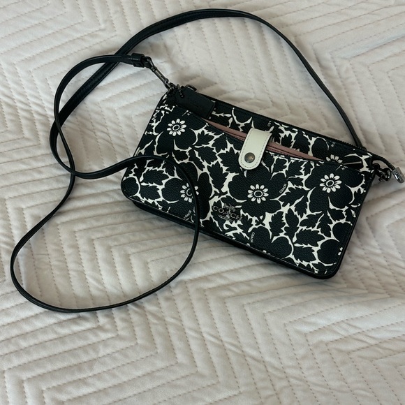 Coach Handbags - Coach Black and White Floral Crossbody Bag with Wallet